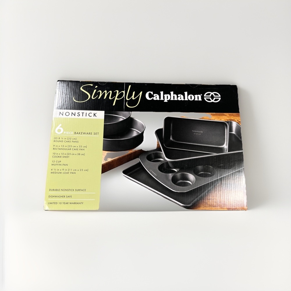 Simply Calphaon Bakeware‎ Set Nonstick 6 Piece Cake Pan Cookie Loaf Muffins NEW